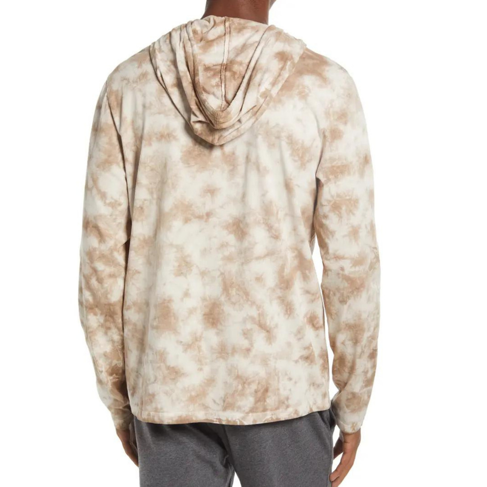 #11 Tie Dye Hoodie T-Shirt Lightweight Pullover Hoodie Tee MED Khaki Cotton - Picture 4 of 5